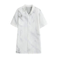 White Marble Print Cotton Hawaiian Shirt