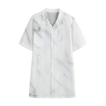 White Marble Print Cotton Hawaiian Shirt