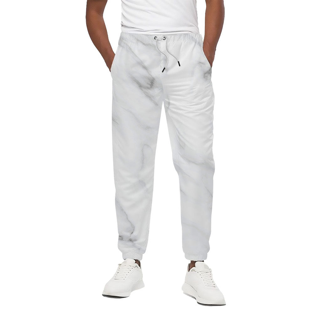 White Marble Print Cotton Pants