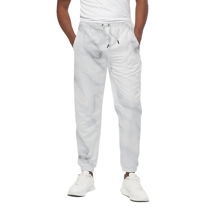 White Marble Print Cotton Pants