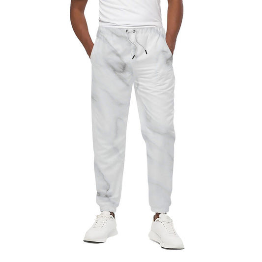 White Marble Print Cotton Pants