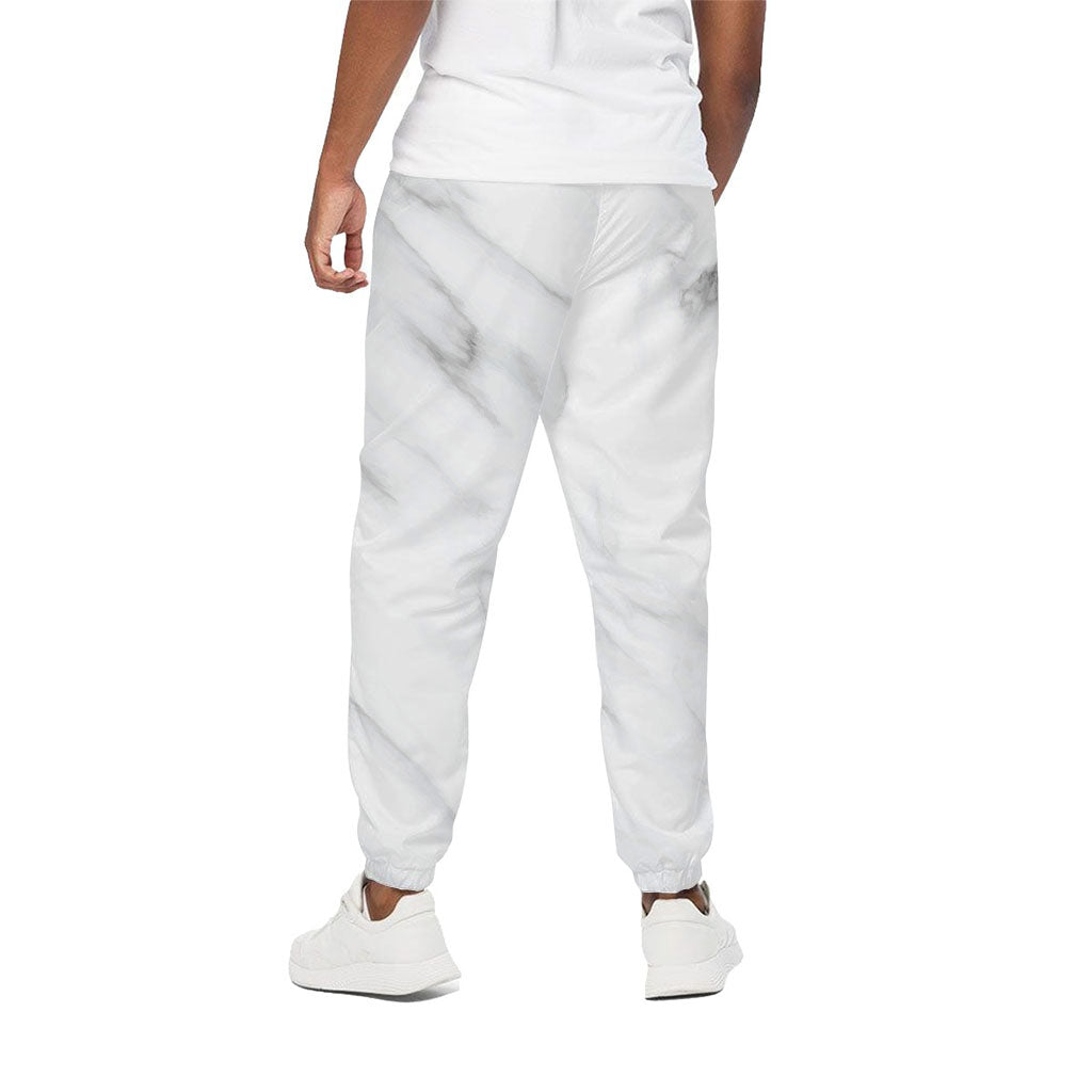 White Marble Print Cotton Pants