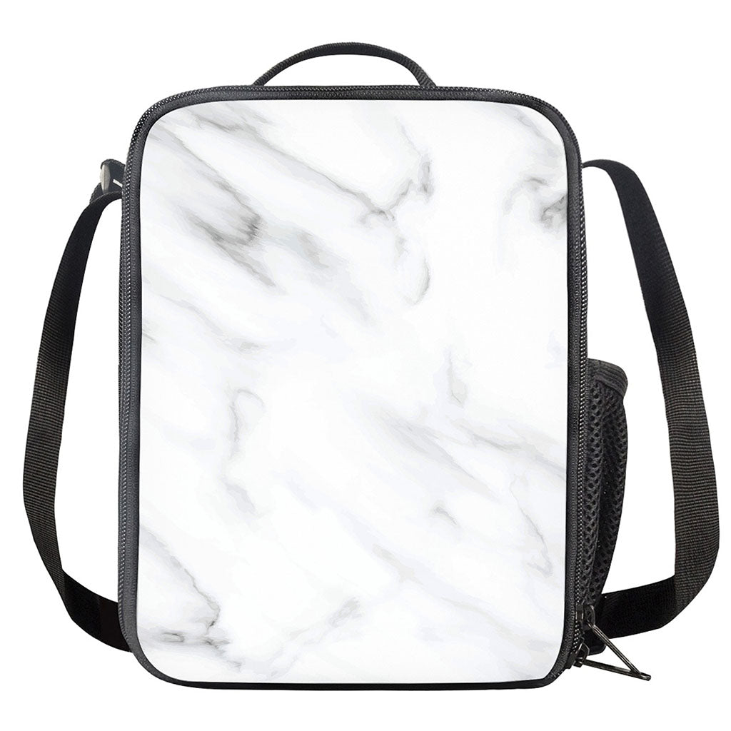 White Marble Print Crossbody Lunch Bag