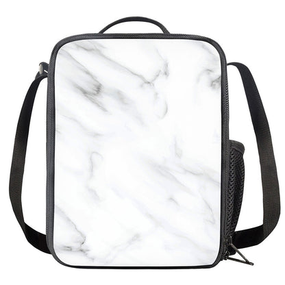 White Marble Print Crossbody Lunch Bag
