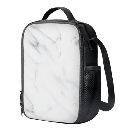 White Marble Print Crossbody Lunch Bag