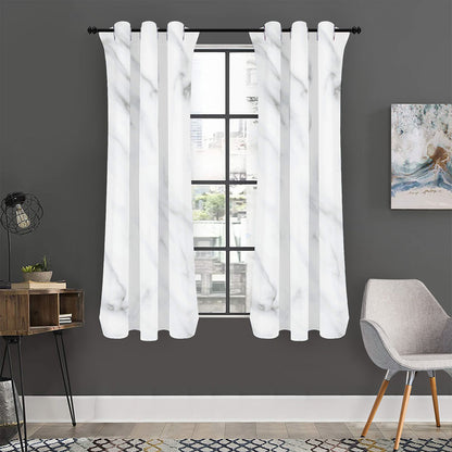 White Marble Print Curtain