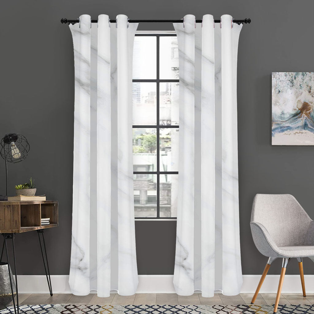 White Marble Print Curtain