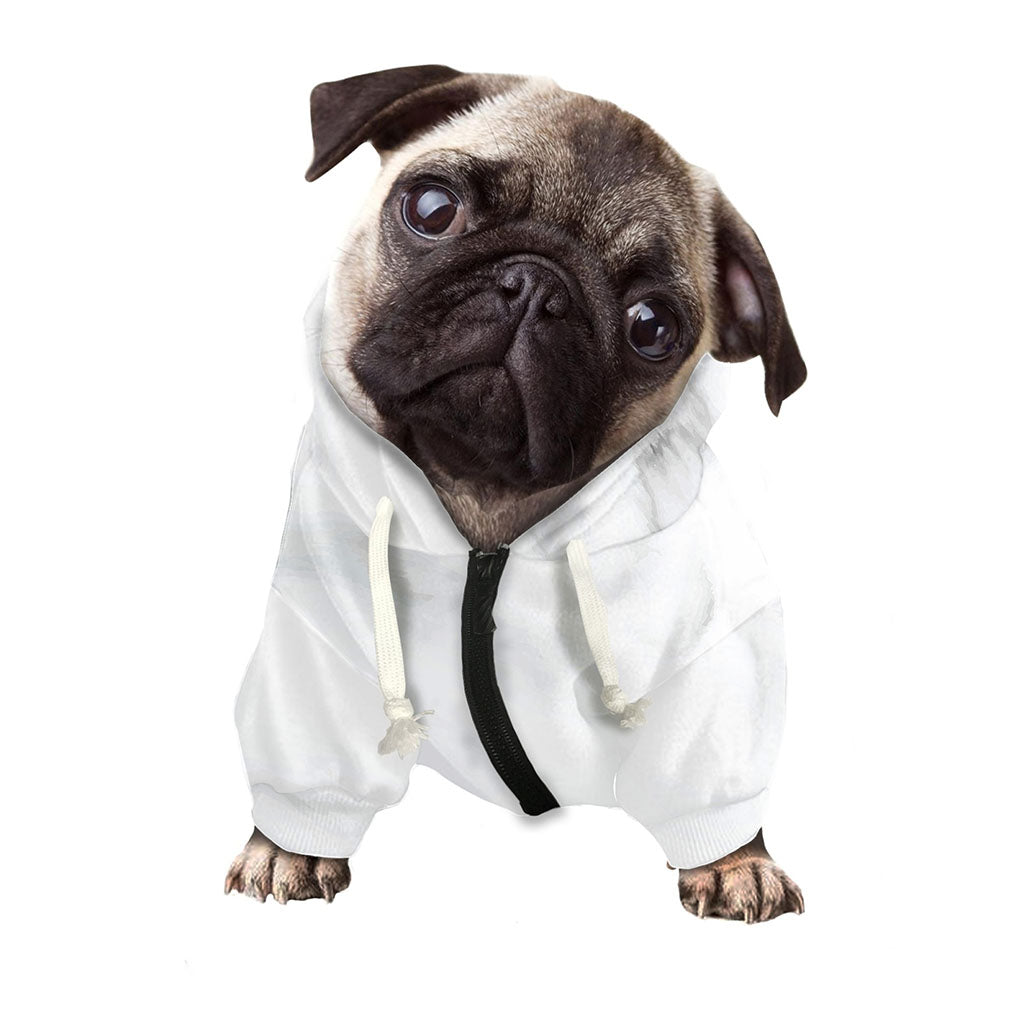 White Marble Print Dog Zip Up Hoodie
