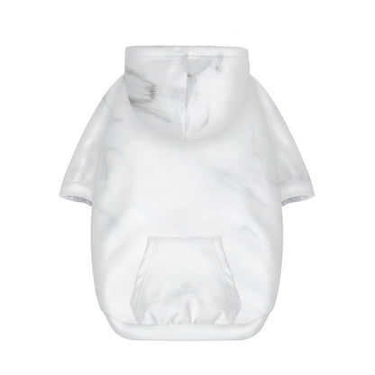 White Marble Print Dog Zip Up Hoodie