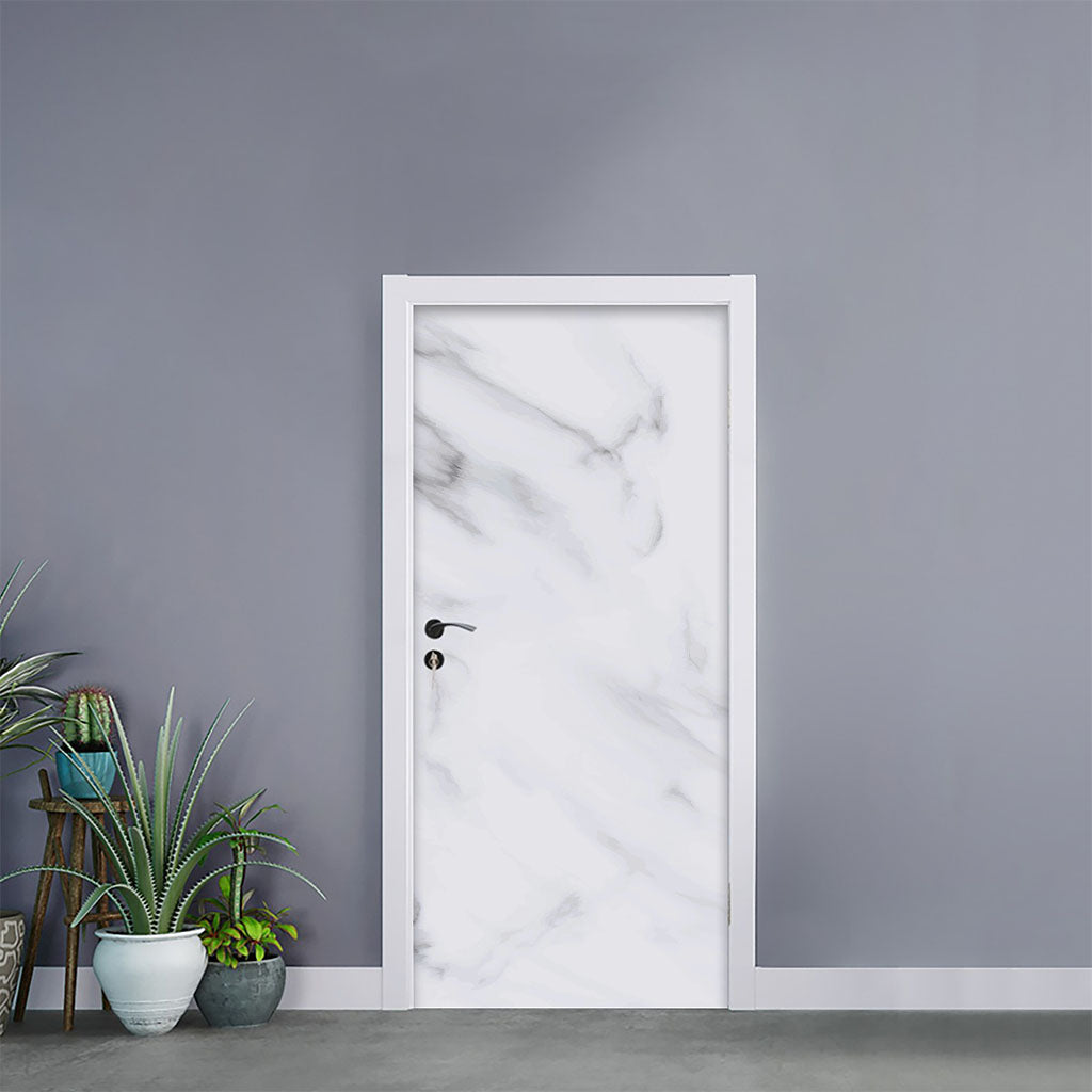 White Marble Print Door Sticker