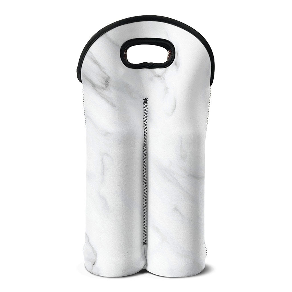 White Marble Print Double Neoprene Wine Tote