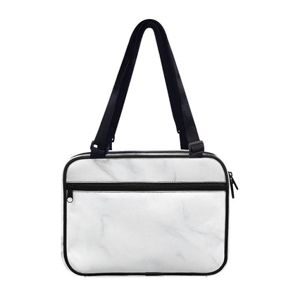 White Marble Print Double Strap Bible Bag
