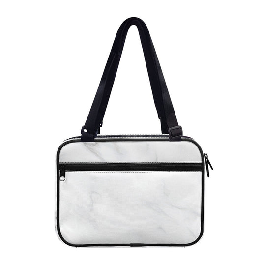 White Marble Print Double Strap Bible Bag