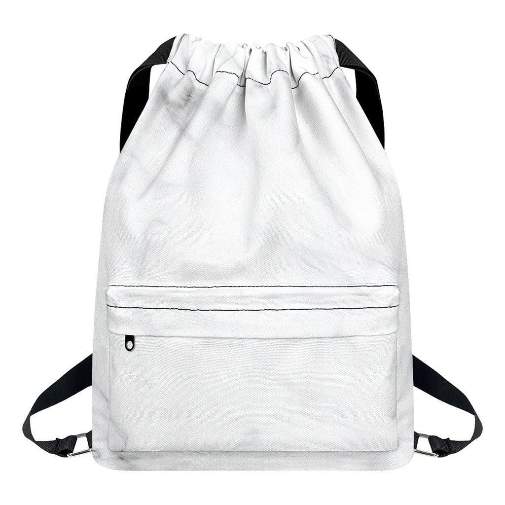White Marble Print Drawstring Backpack