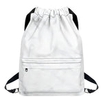 White Marble Print Drawstring Backpack