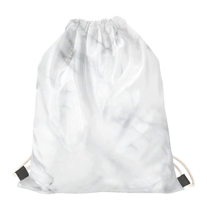 White Marble Print Drawstring Bag