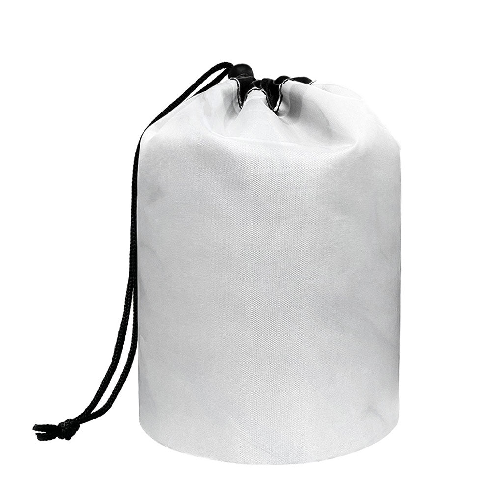 White Marble Print Drawstring Makeup Bag