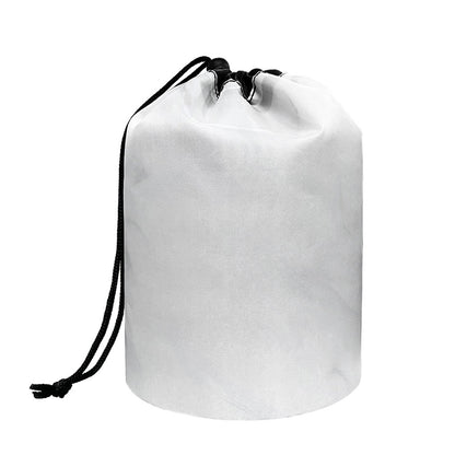 White Marble Print Drawstring Makeup Bag