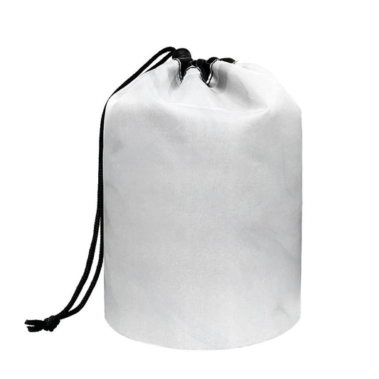 White Marble Print Drawstring Makeup Bag