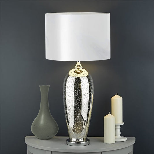 White Marble Print Drum Lamp Shade