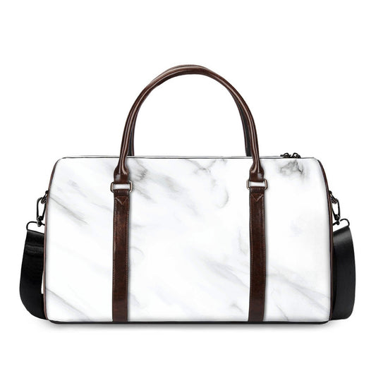 White Marble Print Duffle Bag