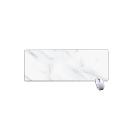 White Marble Print Extended Mouse Pad