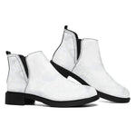 White Marble Print Flat Ankle Boots