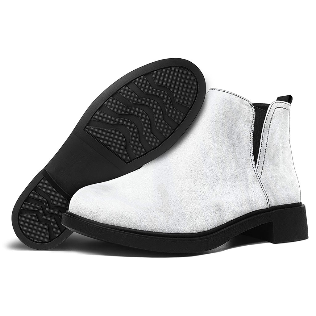 White Marble Print Flat Ankle Boots
