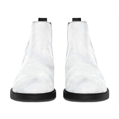 White Marble Print Flat Ankle Boots