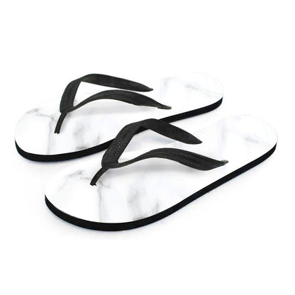 White Marble Print Flip Flops
