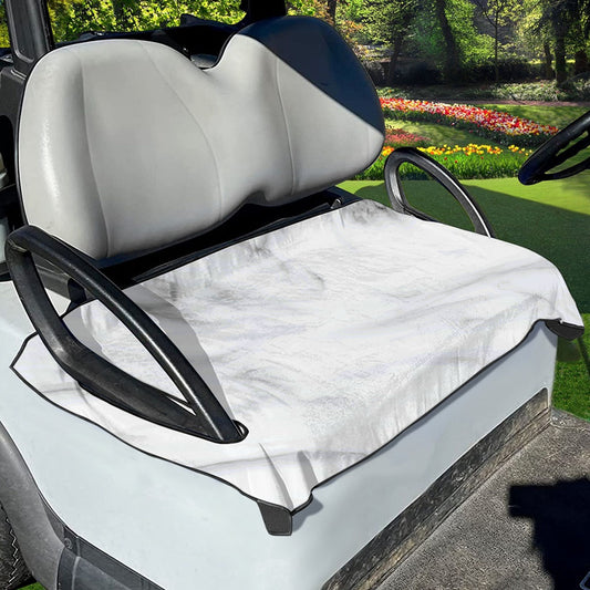 White Marble Print Golf Cart Seat Cover