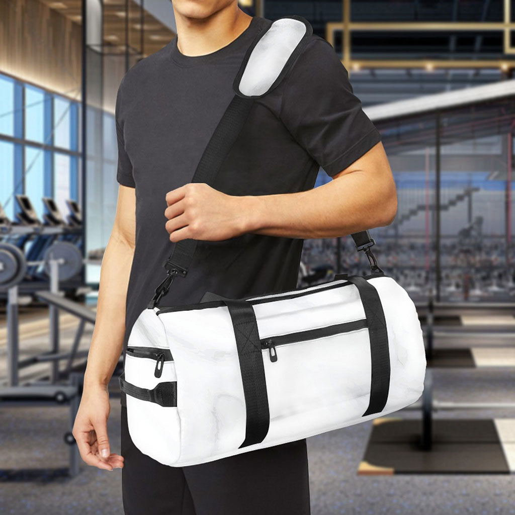 White Marble Print Gym Bag