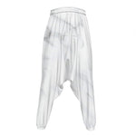 White Marble Print Hammer Pants