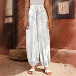 White Marble Print Harem Pants