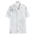White Marble Print Hawaiian Shirt