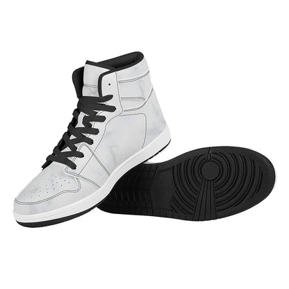 White Marble Print High Top Leather Sneakers