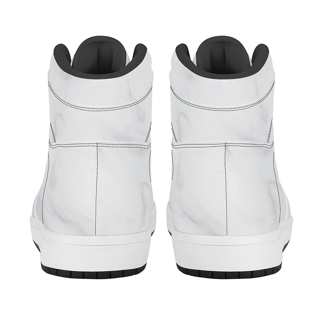 White Marble Print High Top Leather Sneakers