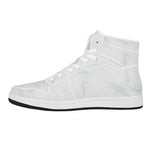 White Marble Print High Top Leather Sneakers