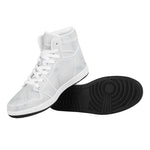 White Marble Print High Top Leather Sneakers