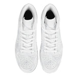 White Marble Print High Top Leather Sneakers