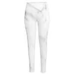 White Marble Print High-Waisted Pocket Leggings