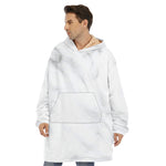 White Marble Print Hoodie Blanket