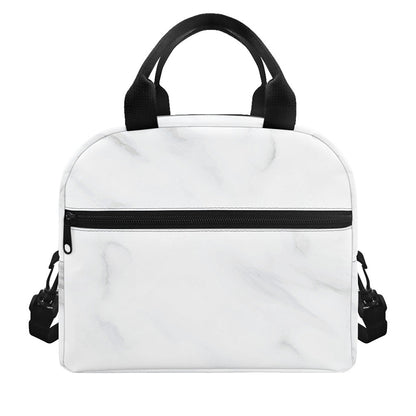 White Marble Print Insulated Lunch Bag