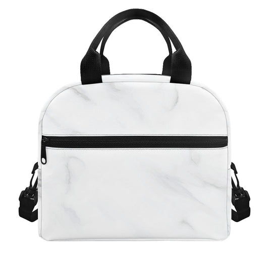 White Marble Print Insulated Lunch Bag