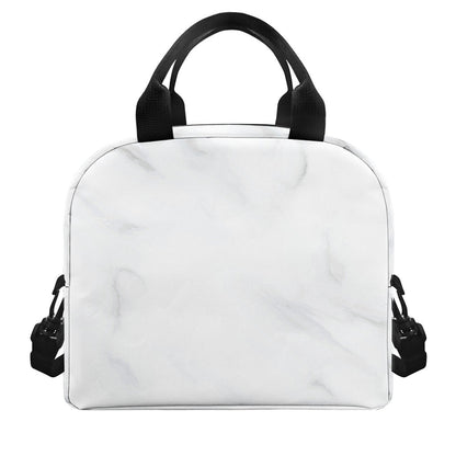 White Marble Print Insulated Lunch Bag