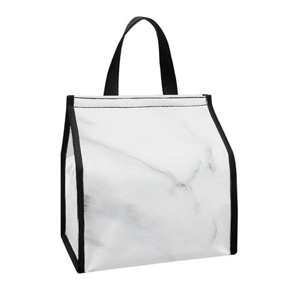 White Marble Print Insulated Lunch Tote