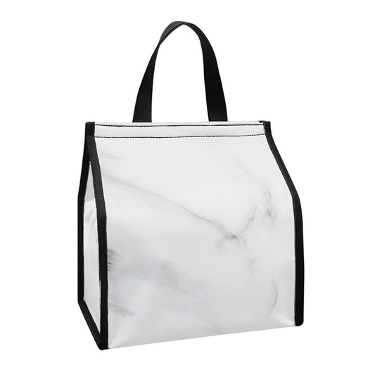 White Marble Print Insulated Lunch Tote