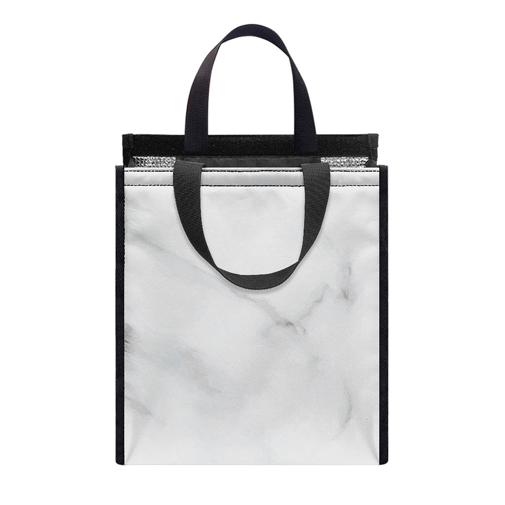 White Marble Print Insulated Lunch Tote