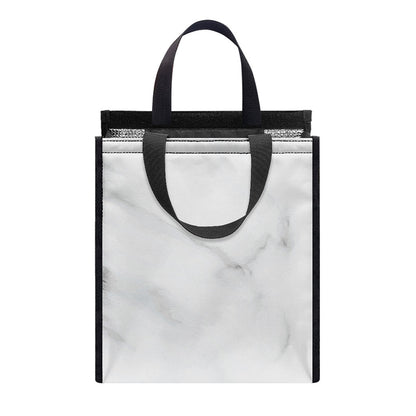 White Marble Print Insulated Lunch Tote