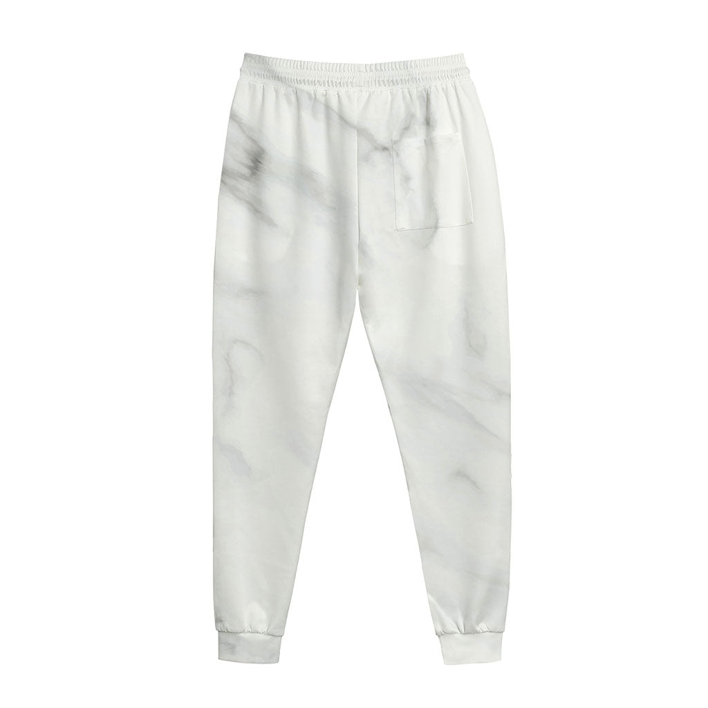 White Marble Print Jogger Pants